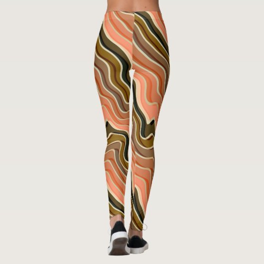 Retro flow Leggings met hoge taille | Wavy Earth T (Achterkant)