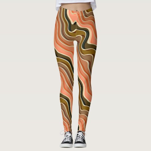 Retro flow Leggings met hoge taille | Wavy Earth T (Voorkant)