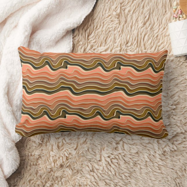 Retro Flow Wavy Stripes Earth-Tone Sierkussen Kussen (Deken)
