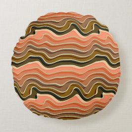 Retro Flow Wavy Stripes Earth-Tone Sierkussen Rond Kussen
