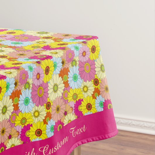 Retro Flower Buds Colorful Daisies Floral Pattern Tafelkleed (Voorbeeld)