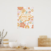 Retro Flower Child bloemposter Poster (Keuken)