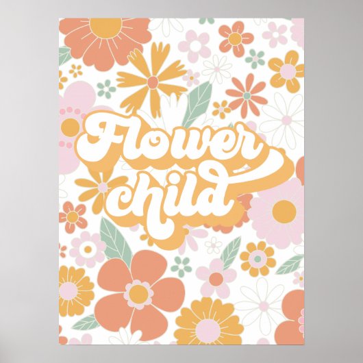 Retro Flower Child bloemposter Poster (Voorkant)