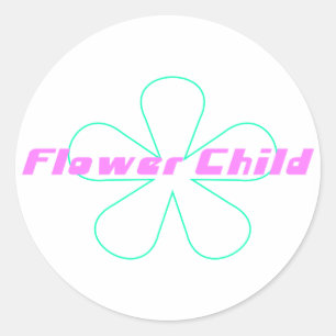 Retro Flower Child Ronde Sticker