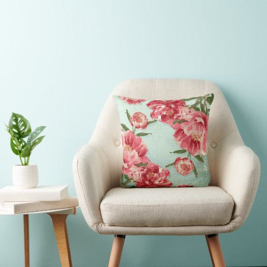  Retro Flower Chintz Peonies Persoonlijk Kussen (Stoel)