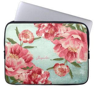Retro Flower Chintz Peonies Persoonlijk Laptop Sleeve