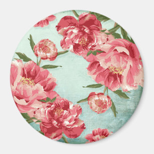  Retro Flower Chintz Peonies Persoonlijk Magneet