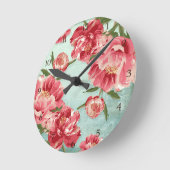  Retro Flower Chintz Peonies Persoonlijk Ronde Klok (Hoek)