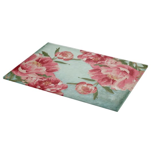 Retro Flower Chintz Peonies Persoonlijk Snijplank (Hoek)
