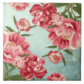 Retro Flower Chintz Peonies Persoonlijk Tegeltje (Voorkant)