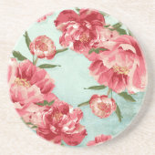 Retro Flower Chintz Peonies Persoonlijk Zandsteen Onderzetter (Voorkant)