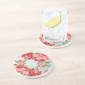 Retro Flower Chintz Peonies Persoonlijk Zandsteen Onderzetter (Zijkant)