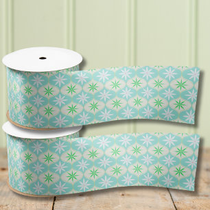 Retro Flower & Daisy Hourglass Patroon Satijnen Lint