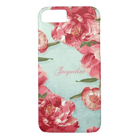 Retro Flower Elegant Stylish Chintz Peonies Case-Mate iPhone Case (Achterkant)