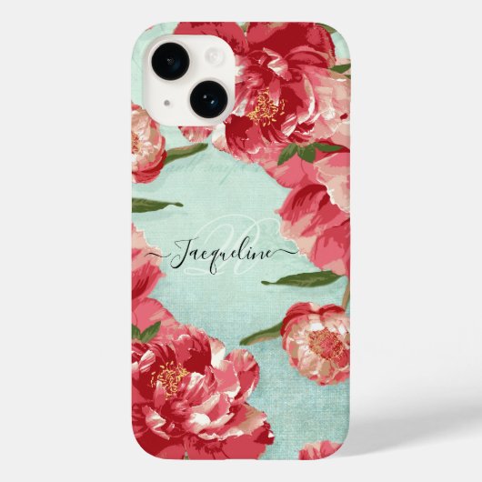 Retro Flower Elegant Stylish Chintz Peonies Case-Mate iPhone Case (Achterkant)