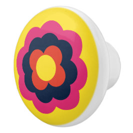 Retro Flower Flowers Blumen Muster 70er 70ies 70s Keramische Knop