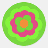 Retro Flower Flowers Blumen Muster 70er 70ies 70s Ronde Sticker (Voorkant)