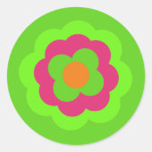 Retro Flower Flowers Blumen Muster 70er 70ies 70s Ronde Sticker (Voorkant)