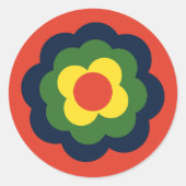 Retro Flower Flowers Blumen Muster 70er 70ies 70s Ronde Sticker (Voorkant)