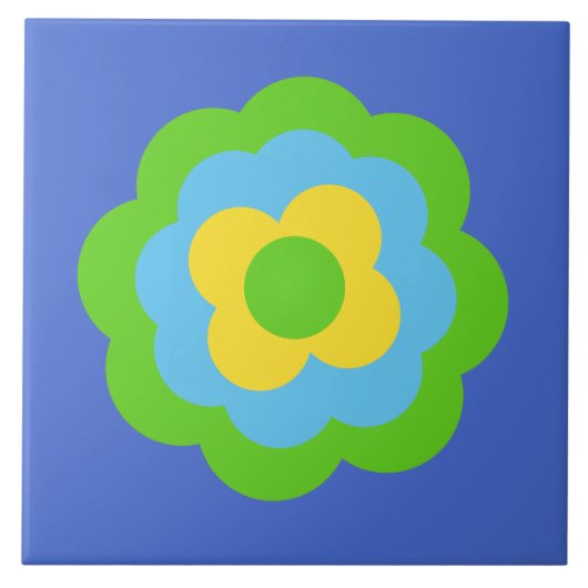 Retro Flower Flowers Blumen Muster 70er 70ies 70s Tegeltje (Voorkant)