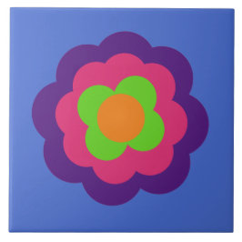 Retro Flower Flowers Blumen Muster 70er 70ies 70s Tegeltje