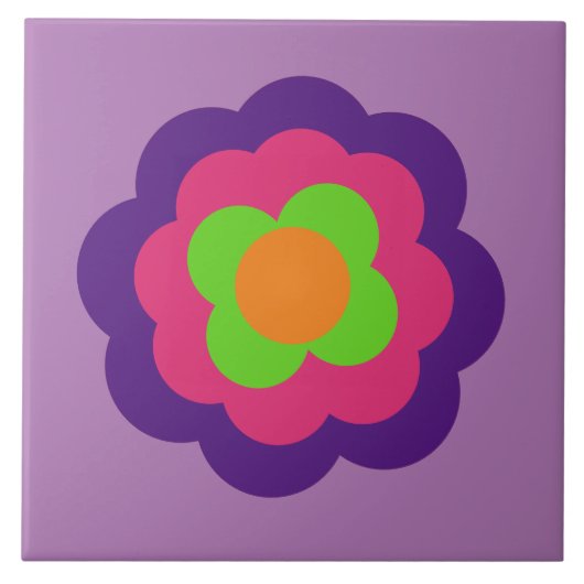 Retro Flower Flowers Blumen Muster 70er 70ies 70s Tegeltje (Voorkant)