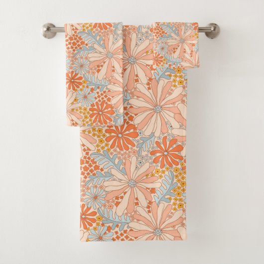 Retro Flower Garden Pattern Bad Handdoek (Insitu)
