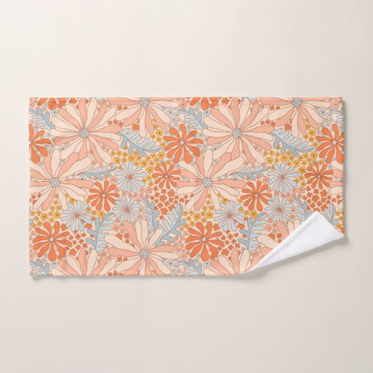 Retro Flower Garden Pattern Bad Handdoek (Handdoek)