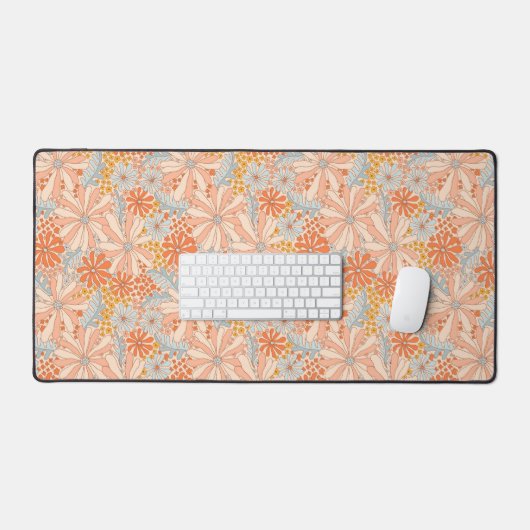 Retro Flower Garden Pattern Bureaumat (Keyboard & Muis)