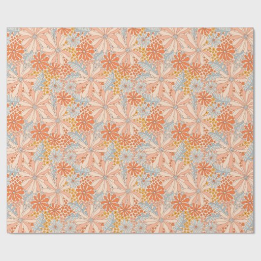 Retro Flower Garden Pattern Cadeaupapier (Vlak)