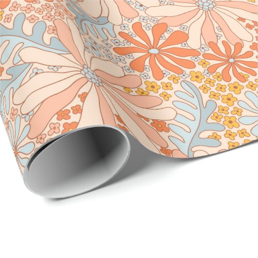 Retro Flower Garden Pattern Cadeaupapier (Rol Hoek)
