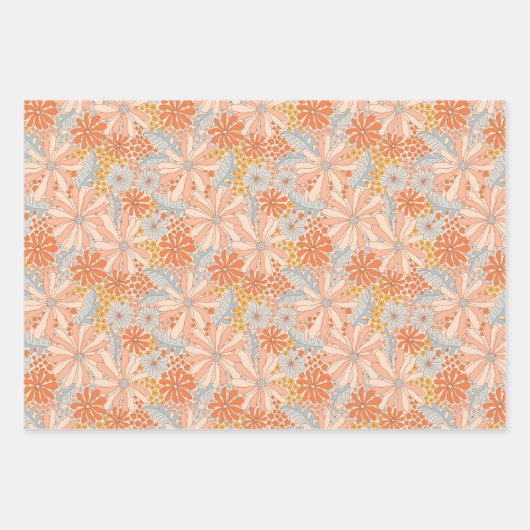 Retro Flower Garden Pattern Inpakpapier Vel (Voorkant 2)