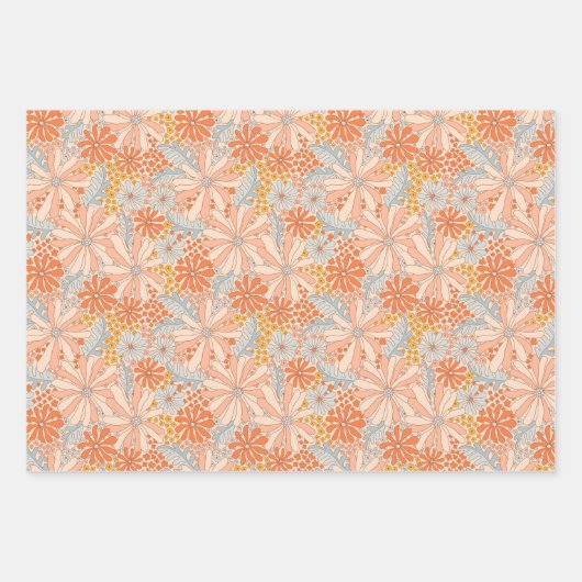 Retro Flower Garden Pattern Inpakpapier Vel (Voorkant)