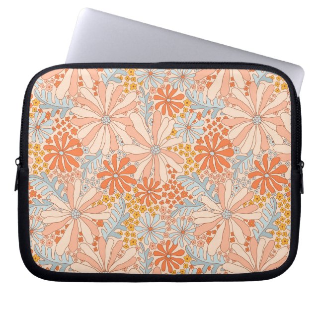 Retro Flower Garden Pattern Laptop Sleeve (Voorkant)