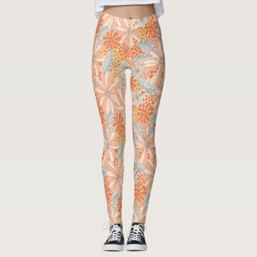 Retro Flower Garden Pattern Leggings (Voorkant)