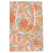 Retro Flower Garden Pattern Medium Cadeauzakje (Voorkant)