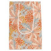 Retro Flower Garden Pattern Medium Cadeauzakje (Achterkant)