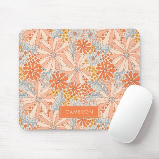 Retro Flower Garden Pattern Muismat (Met muis)