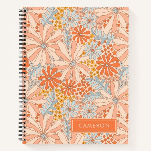 Retro Flower Garden Pattern Notitieboek (Voorkant)