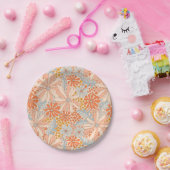 Retro Flower Garden Pattern Papieren Bordje (Feest)