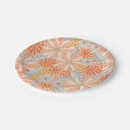 Retro Flower Garden Pattern Papieren Bordje (Gekanteld)