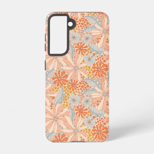 Retro Flower Garden Pattern Samsung Galaxy Hoesje (Achterkant)