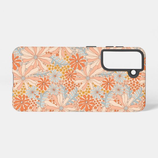 Retro Flower Garden Pattern Samsung Galaxy Hoesje (Achterkant horizontaal)