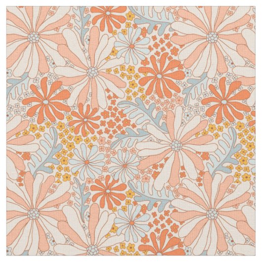 Retro Flower Garden Pattern Stof (Close Up)