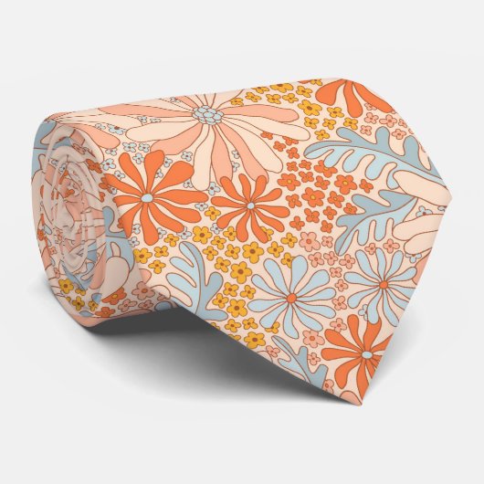 Retro Flower Garden Pattern Stropdas (Opgerold)