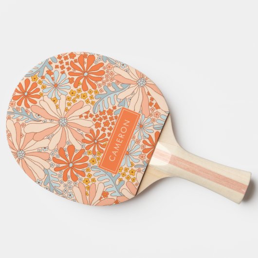 Retro Flower Garden Pattern Tafeltennisbatje (Zijkant)
