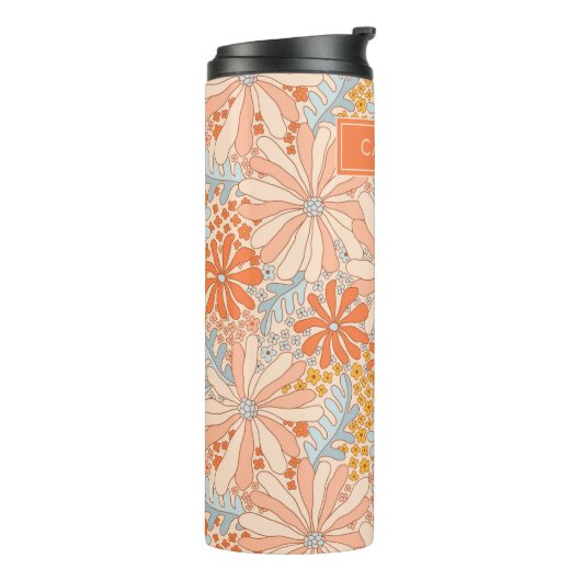 Retro Flower Garden Pattern Thermosbeker (Gedraaid links)