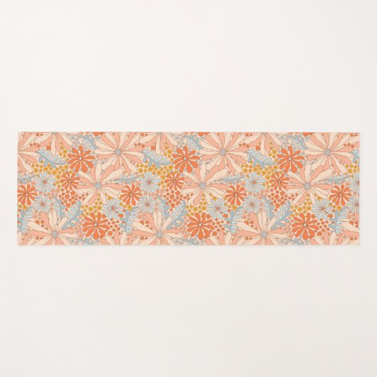 Retro Flower Garden Pattern Yogamat (Voorkant (horizontaal))