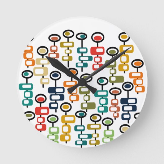 Retro Flower Garden Ronde Klok (Voorkant)