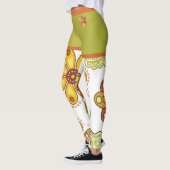 Retro Flower Hippie Oranje Green Leggings (Links)